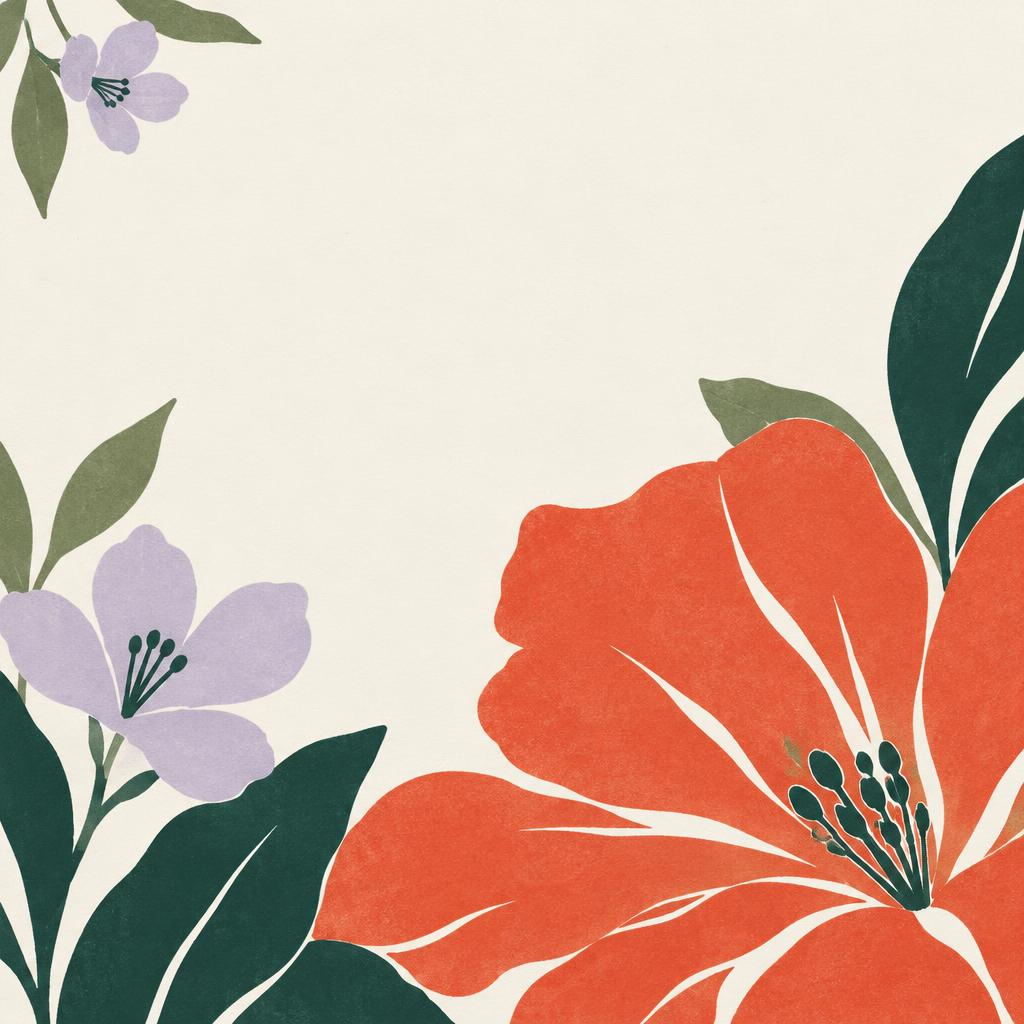 Flores coral e lilás na arte da campanha de primavera